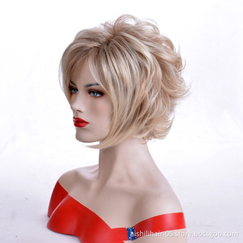 Fashion wig shaggy wig blonde oblique fringe hair for women